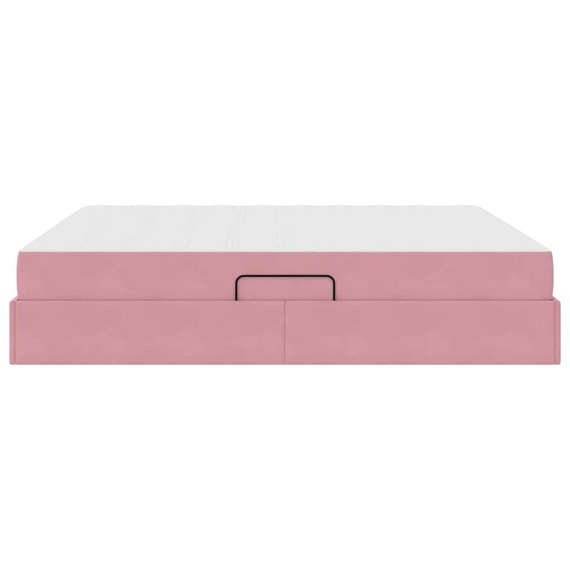 Casa si Gradina - Mobilier - Paturi si accesorii - Paturi - Pat cu saltea si spatiu de depozitare Roz 160 x 200 cm Catifea - Infinity.ro