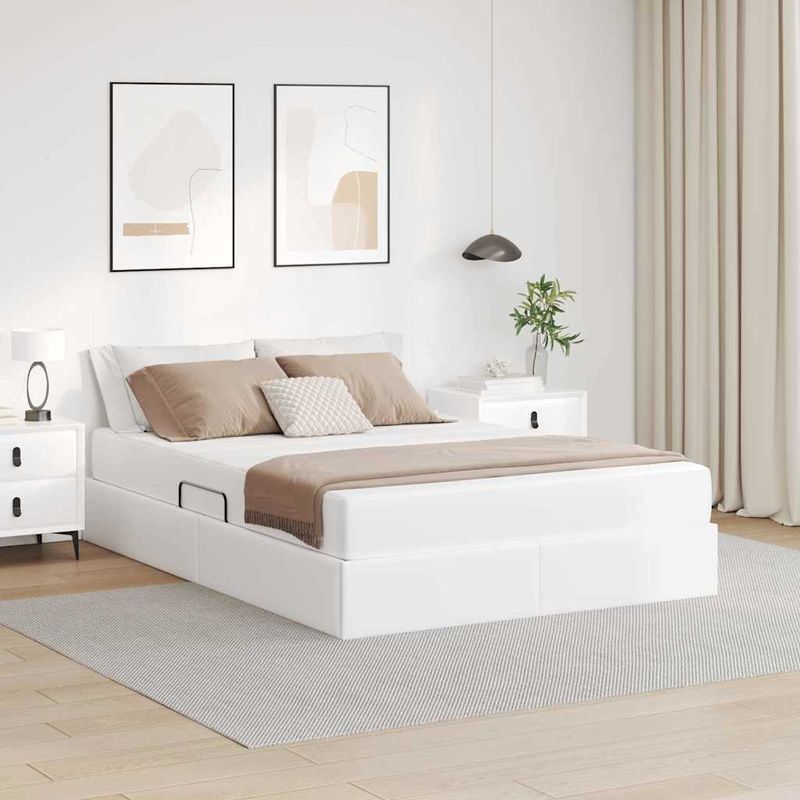 Casa si Gradina - Mobilier - Paturi si accesorii - Paturi - Pat cu saltea si spatiu de depozitare Alb 140 x 200 cm - Infinity.ro