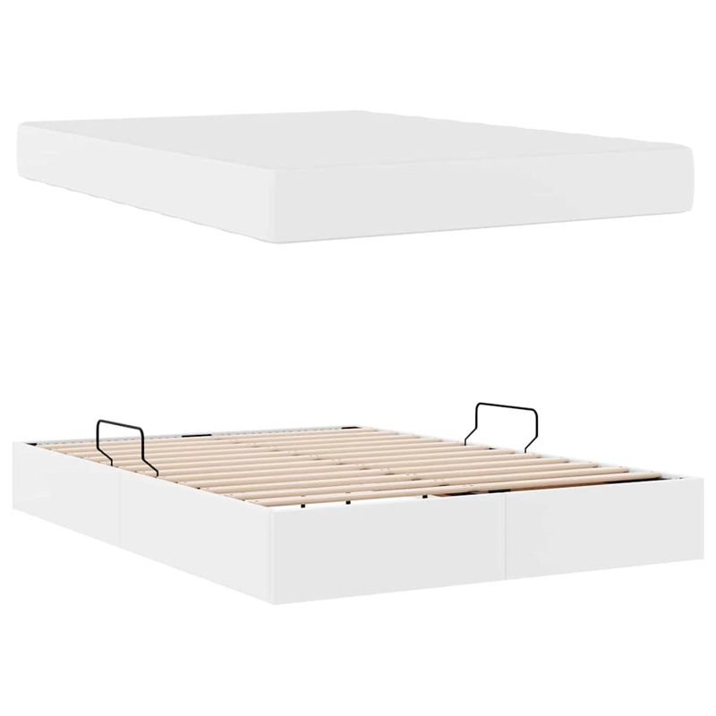 Casa si Gradina - Mobilier - Paturi si accesorii - Paturi - Pat cu saltea si spatiu de depozitare Alb 140 x 200 cm - Infinity.ro