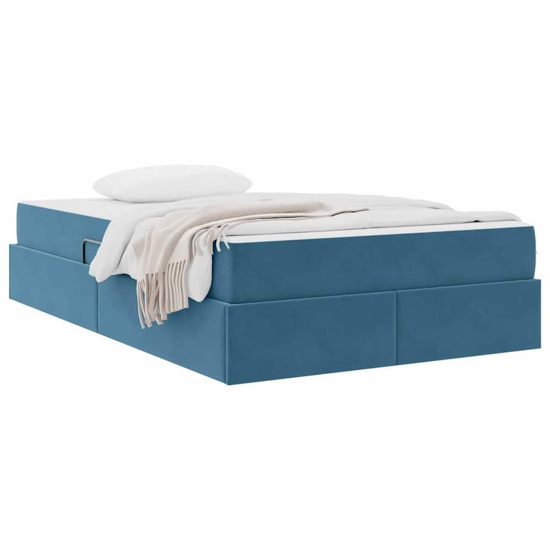 Casa si Gradina - Mobilier - Paturi si accesorii - Paturi - Pat cu saltea si spatiu de depozitare cu saltea Albastru inchis - Infinity.ro