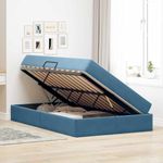 Casa si Gradina - Mobilier - Paturi si accesorii - Paturi - Pat cu saltea si spatiu de depozitare cu saltea Albastru inchis - Infinity.ro