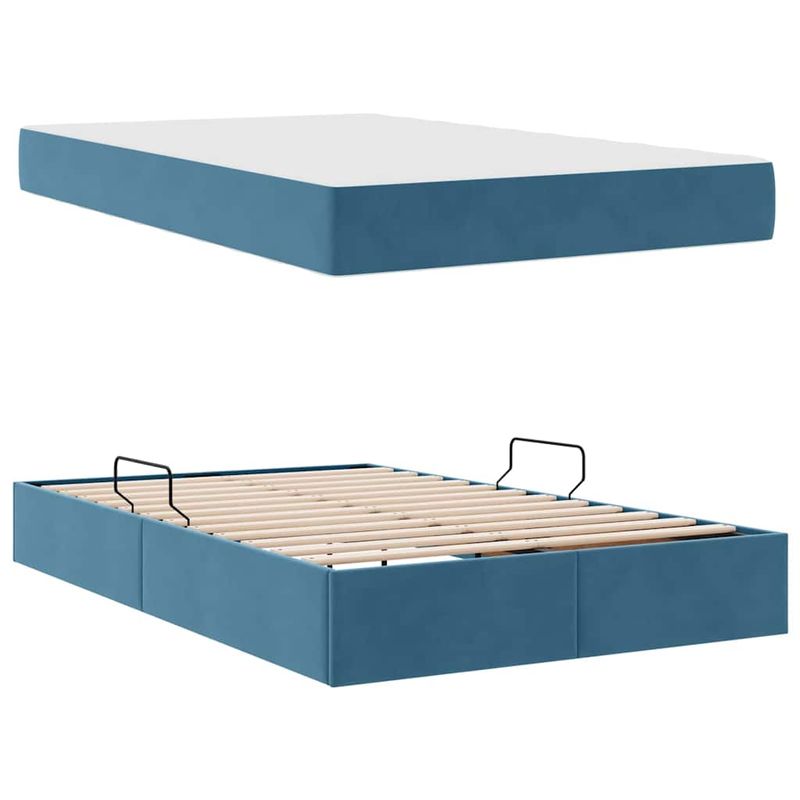 Casa si Gradina - Mobilier - Paturi si accesorii - Paturi - Pat cu saltea si spatiu de depozitare cu saltea Albastru inchis - Infinity.ro