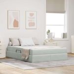Casa si Gradina - Mobilier - Paturi si accesorii - Paturi - Pat cu saltea si spatiu de depozitare Gri deschis 140 x 200 cm - Infinity.ro