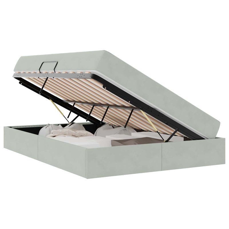 Casa si Gradina - Mobilier - Paturi si accesorii - Paturi - Pat cu saltea si spatiu de depozitare Gri deschis 140 x 200 cm - Infinity.ro
