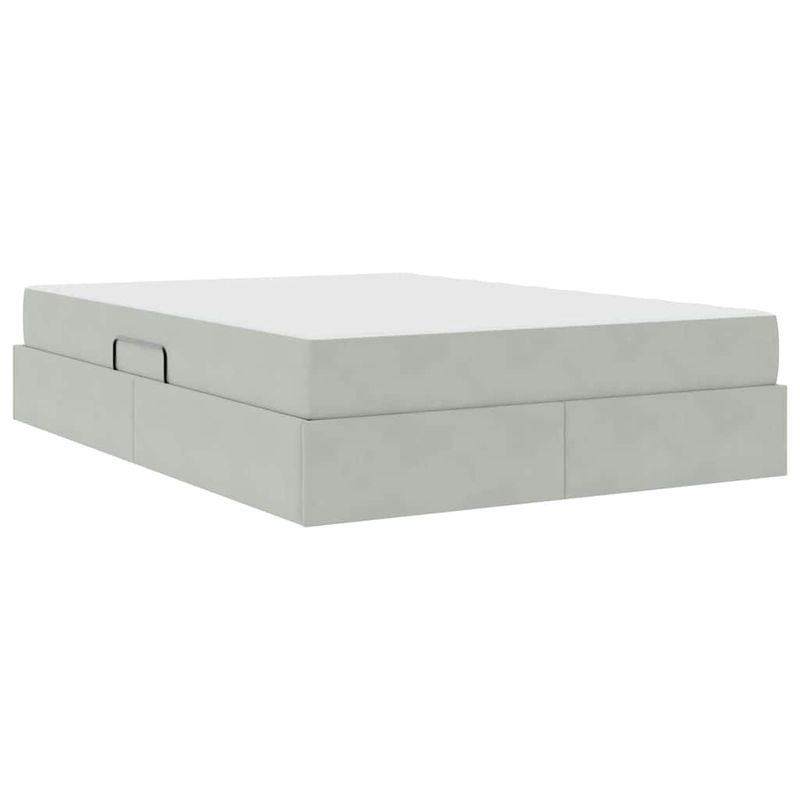 Casa si Gradina - Mobilier - Paturi si accesorii - Paturi - Pat cu saltea si spatiu de depozitare Gri deschis 140 x 200 cm - Infinity.ro