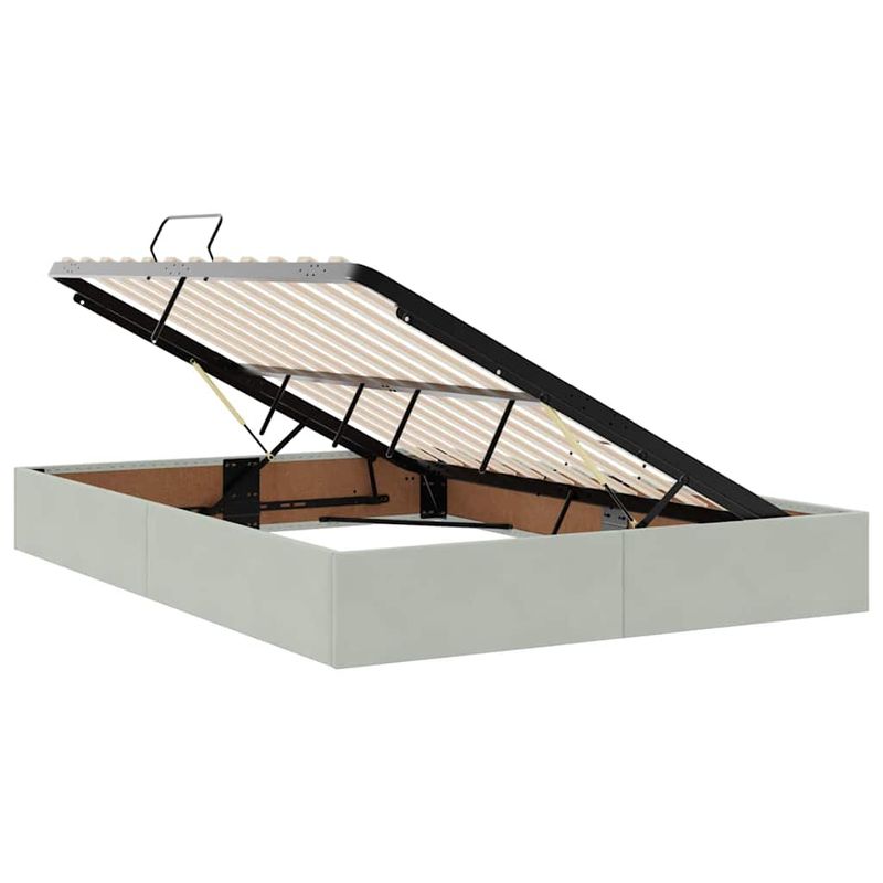 Casa si Gradina - Mobilier - Paturi si accesorii - Paturi - Pat cu saltea si spatiu de depozitare Gri deschis 140 x 200 cm - Infinity.ro