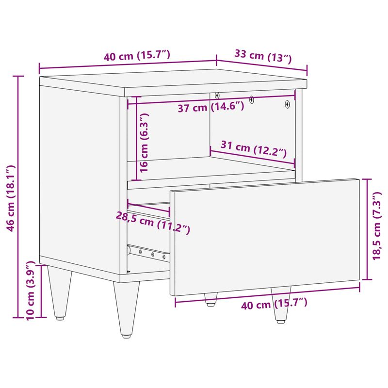 Casa si Gradina - Mobilier - Comode si corpuri - Noptiere - Noptiera 2 pcs Maro 40 x 33 x 46 cm Lemn de mango solid - Infinity.ro