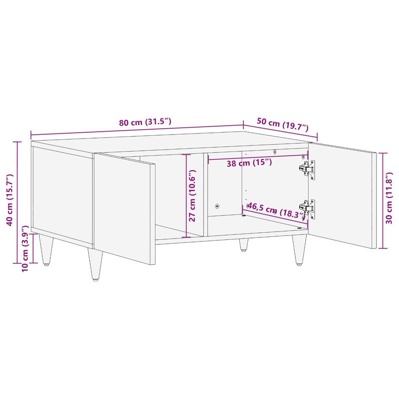 Casa si Gradina - Mobilier - Mese si birouri - Masute de cafea - Masa de cafea Multicolour 80 x 50 x 40 cm Lemn de mango solid - Infinity.ro