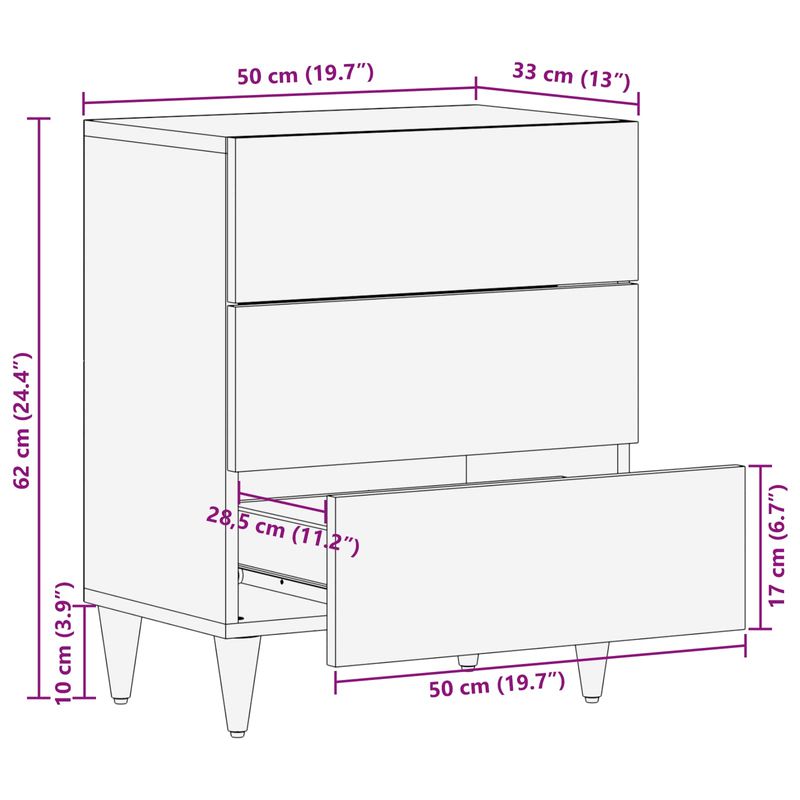 Casa si Gradina - Mobilier - Comode si corpuri - Noptiere - Noptiera Multicolour 50 x 33 x 60 cm Lemn de mango solid - Infinity.ro