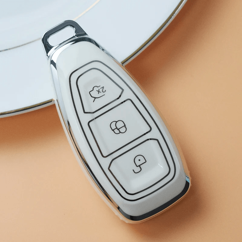 Auto si Moto - Electronice auto - Accesorii electronice auto - Husa pentru cheie smart Ford Focus 3 4 ST Mondeo MK3 MK4 Fiesta Fusion Kuga 2013 2014 2015 2017 2018 alb - Infinity.ro
