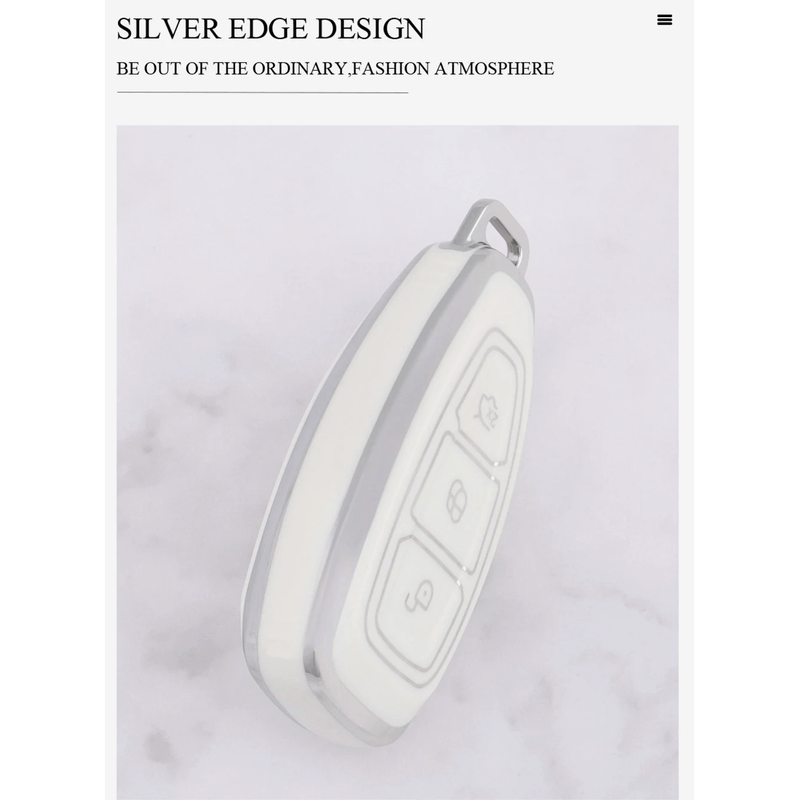 Auto si Moto - Electronice auto - Accesorii electronice auto - Husa pentru cheie smart Ford Focus 3 4 ST Mondeo MK3 MK4 Fiesta Fusion Kuga 2013 2014 2015 2017 2018 alb - Infinity.ro