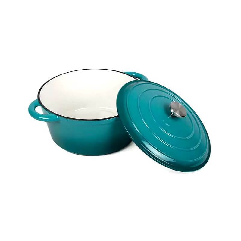 Casa si Gradina - Bucatarie si vesela - Vase pentru gatit - Oale si cratite - Oala din Fonta Emailata Turcoaz  28,5 cm, 6 Litri cu Capac - Infinity.ro
