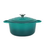 Casa si Gradina - Bucatarie si vesela - Vase pentru gatit - Oale si cratite - Oala din Fonta Emailata Turcoaz  28,5 cm, 6 Litri cu Capac - Infinity.ro