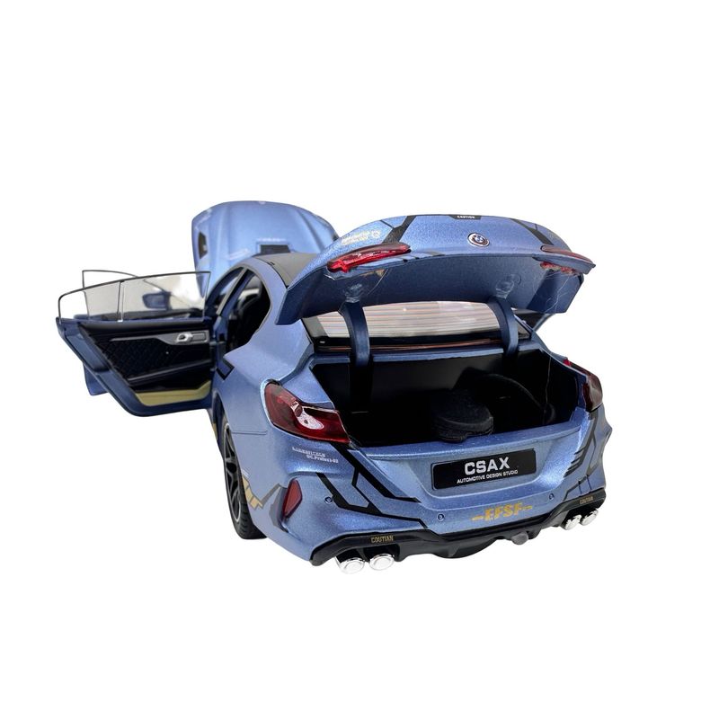 Jucarii, Copii si Bebe - Jucarii si jocuri - Vehicule si jucarii cu telecomanda - Masinute - Macheta BMW M8 Gran Coupe albastru MHB 800 1:32 replica metal lumini si sunete, fum, usi deschise - Infinity.ro