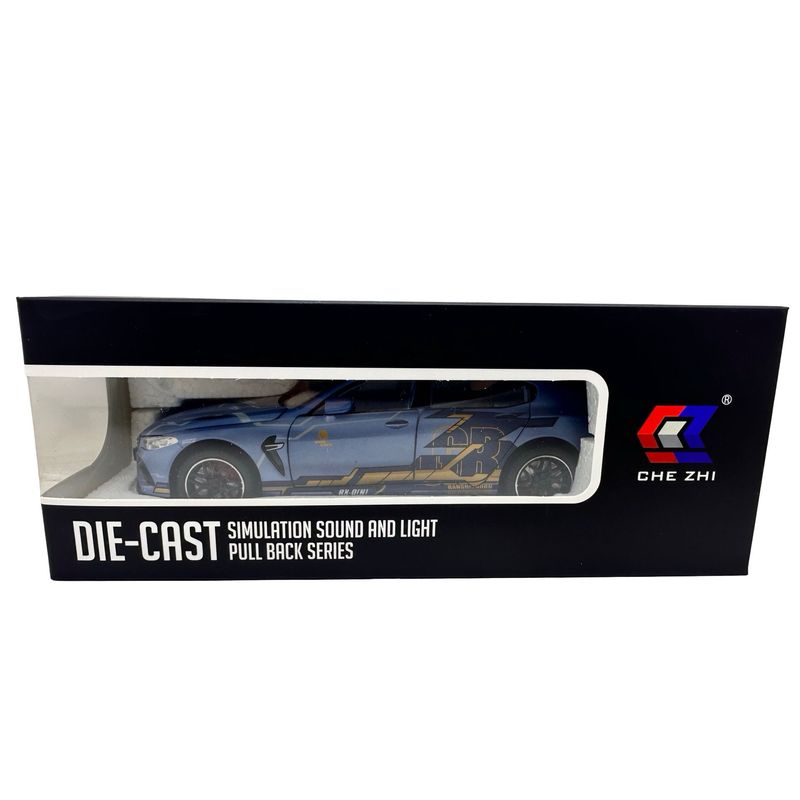 Jucarii, Copii si Bebe - Jucarii si jocuri - Vehicule si jucarii cu telecomanda - Masinute - Macheta BMW M8 Gran Coupe albastru MHB 800 1:32 replica metal lumini si sunete, fum, usi deschise - Infinity.ro