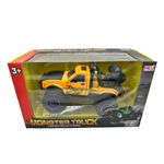 Jucarii, Copii si Bebe - Jucarii si jocuri - Vehicule si jucarii cu telecomanda - Masinute - Masinuta Monster Truck galben metal cu usi si capota deschise, sunete si lumini, suspensii mari, 1:24 - Infinity.ro
