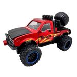 Jucarii, Copii si Bebe - Jucarii si jocuri - Vehicule si jucarii cu telecomanda - Masinute - Masinuta Monster Truck rosu metal cu usi si capota deschise, sunete si lumini, suspensii mari, 1:24 - Infinity.ro