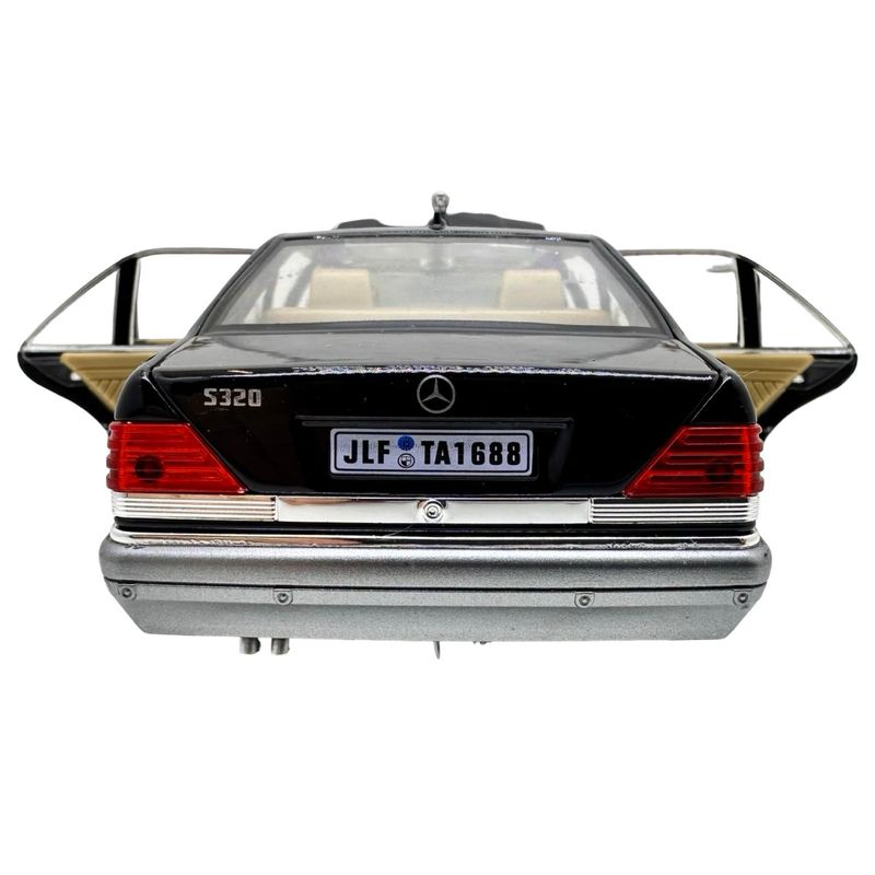 Jucarii, Copii si Bebe - Jucarii si jocuri - Vehicule si jucarii cu telecomanda - Masinute - Macheta Mercedes-Benz W140 S320 Clasa S negru 1:24 metal cu lumini, sunete usi capota si portbagaj deschise - Infinity.ro