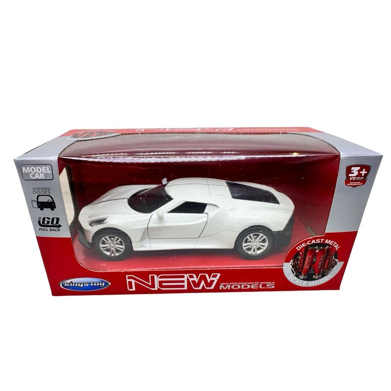 Jucarii, Copii si Bebe - Jucarii si jocuri - Vehicule si jucarii cu telecomanda - Masinute - Macheta Bugatti Chiron alb metal 1:43 cu usi deschise, lumini si sunete - Infinity.ro