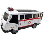 Jucarii, Copii si Bebe - Jucarii si jocuri - Vehicule si jucarii cu telecomanda - Masinute - Macheta UAZ Ambulanta Metalica cu sunete, lumini, deschide usile 1/36 - Infinity.ro