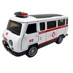 Jucarii, Copii si Bebe - Jucarii si jocuri - Vehicule si jucarii cu telecomanda - Masinute - Macheta UAZ Ambulanta Metalica cu sunete, lumini, deschide usile 1/36 - Infinity.ro