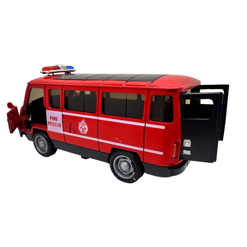 Jucarii, Copii si Bebe - Jucarii si jocuri - Vehicule si jucarii cu telecomanda - Masinute - Macheta UAZ pompieri rosie metalica cu sunete, lumini, deschide usile 1/36 - Infinity.ro