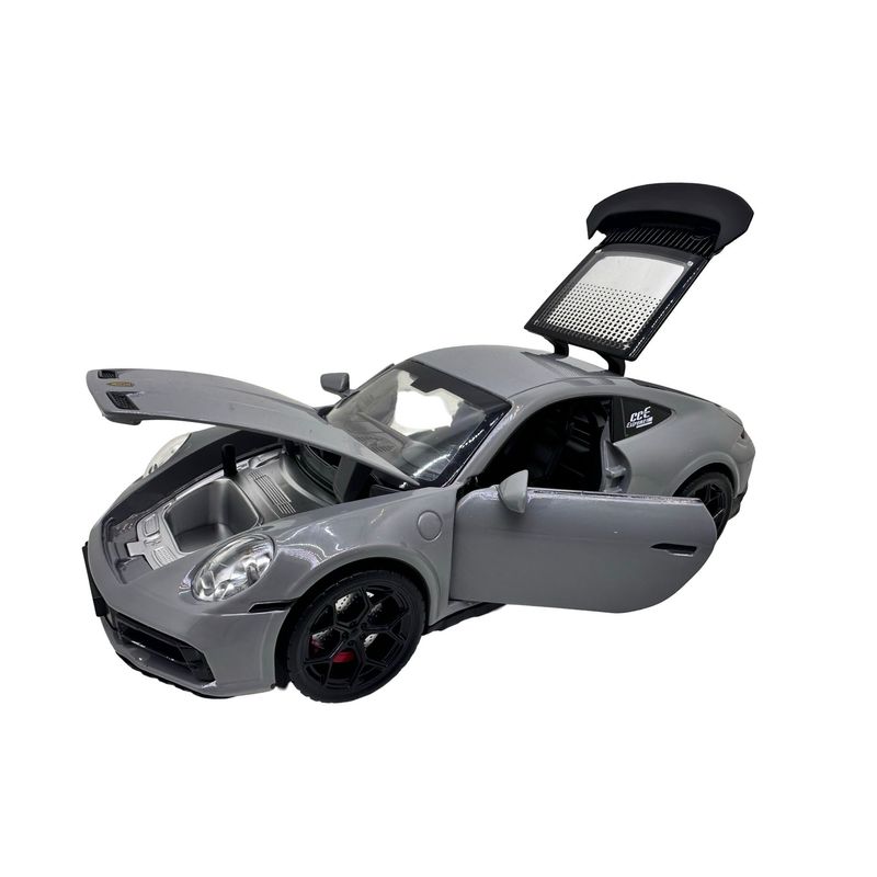 Jucarii, Copii si Bebe - Jucarii si jocuri - Vehicule si jucarii cu telecomanda - Masinute - Macheta Porsche Turbo gri scara 1:22 cu lumini, sunete si efect de aburi - Infinity.ro