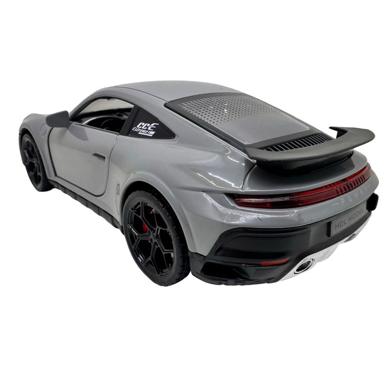 Jucarii, Copii si Bebe - Jucarii si jocuri - Vehicule si jucarii cu telecomanda - Masinute - Macheta Porsche Turbo gri scara 1:22 cu lumini, sunete si efect de aburi - Infinity.ro