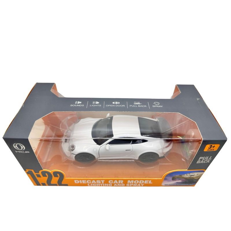 Jucarii, Copii si Bebe - Jucarii si jocuri - Vehicule si jucarii cu telecomanda - Masinute - Macheta Porsche Turbo alb scara 1:22 cu lumini, sunete si efect de aburi - Infinity.ro