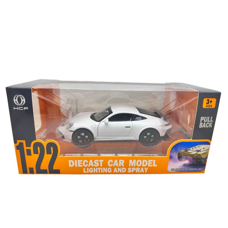 Jucarii, Copii si Bebe - Jucarii si jocuri - Vehicule si jucarii cu telecomanda - Masinute - Macheta Porsche Turbo alb scara 1:22 cu lumini, sunete si efect de aburi - Infinity.ro