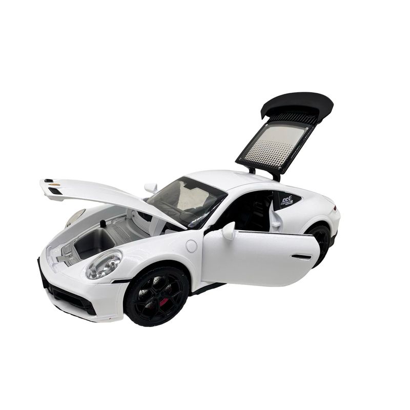 Jucarii, Copii si Bebe - Jucarii si jocuri - Vehicule si jucarii cu telecomanda - Masinute - Macheta Porsche Turbo alb scara 1:22 cu lumini, sunete si efect de aburi - Infinity.ro