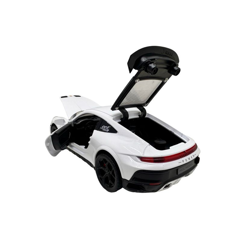 Jucarii, Copii si Bebe - Jucarii si jocuri - Vehicule si jucarii cu telecomanda - Masinute - Macheta Porsche Turbo alb scara 1:22 cu lumini, sunete si efect de aburi - Infinity.ro
