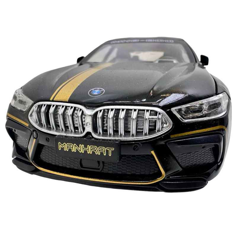 Jucarii, Copii si Bebe - Jucarii si jocuri - Vehicule si jucarii cu telecomanda - Masinute - Macheta BMW M8 Gran Coupe negru MHB 800 1:32 replica metal lumini si sunete, fum, usi deschise - Infinity.ro