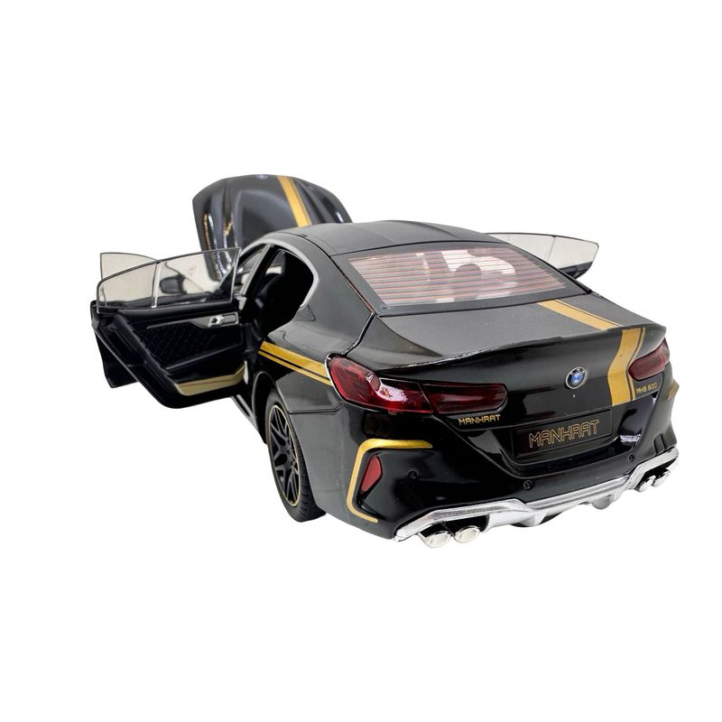 Jucarii, Copii si Bebe - Jucarii si jocuri - Vehicule si jucarii cu telecomanda - Masinute - Macheta BMW M8 Gran Coupe negru MHB 800 1:32 replica metal lumini si sunete, fum, usi deschise - Infinity.ro