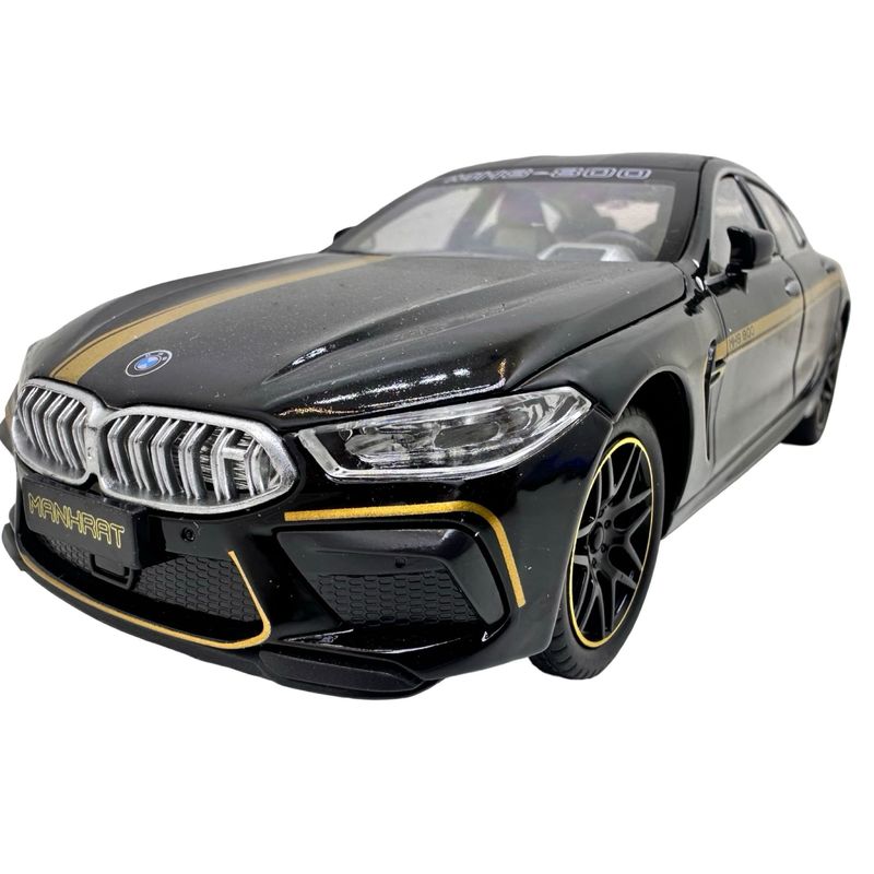 Jucarii, Copii si Bebe - Jucarii si jocuri - Vehicule si jucarii cu telecomanda - Masinute - Macheta BMW M8 Gran Coupe negru MHB 800 1:32 replica metal lumini si sunete, fum, usi deschise - Infinity.ro