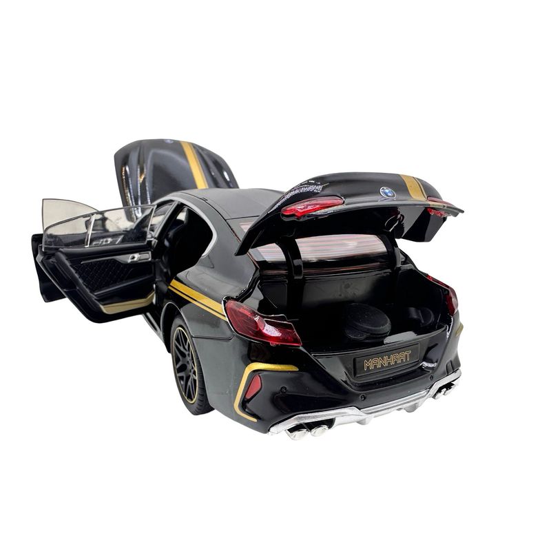 Jucarii, Copii si Bebe - Jucarii si jocuri - Vehicule si jucarii cu telecomanda - Masinute - Macheta BMW M8 Gran Coupe negru MHB 800 1:32 replica metal lumini si sunete, fum, usi deschise - Infinity.ro