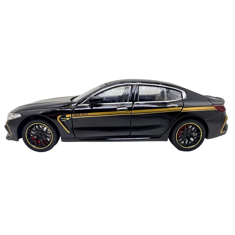 Jucarii, Copii si Bebe - Jucarii si jocuri - Vehicule si jucarii cu telecomanda - Masinute - Macheta BMW M8 Gran Coupe negru MHB 800 1:32 replica metal lumini si sunete, fum, usi deschise - Infinity.ro