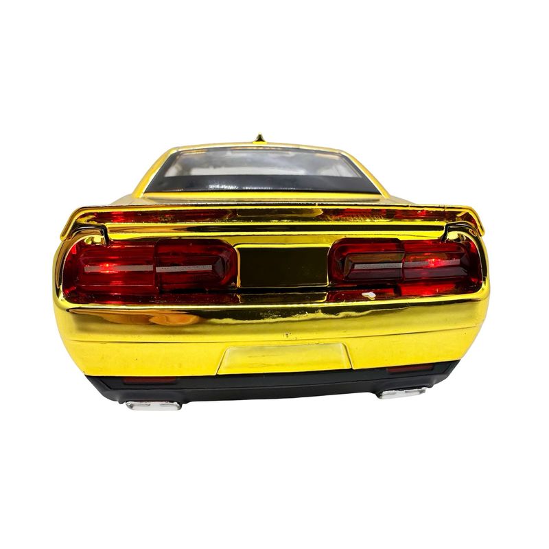 Jucarii, Copii si Bebe - Jucarii si jocuri - Vehicule si jucarii cu telecomanda - Masinute - Macheta Dodge Challenger galben cromat SRT 1:24 replica metal lumini si sunete, usi deschise - Infinity.ro