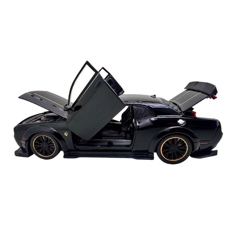 Jucarii, Copii si Bebe - Jucarii si jocuri - Vehicule si jucarii cu telecomanda - Masinute - Macheta Dodge SRT Hellcat negru 1:32 - Replica metal cu lumini, usi si capota functionale - Infinity.ro