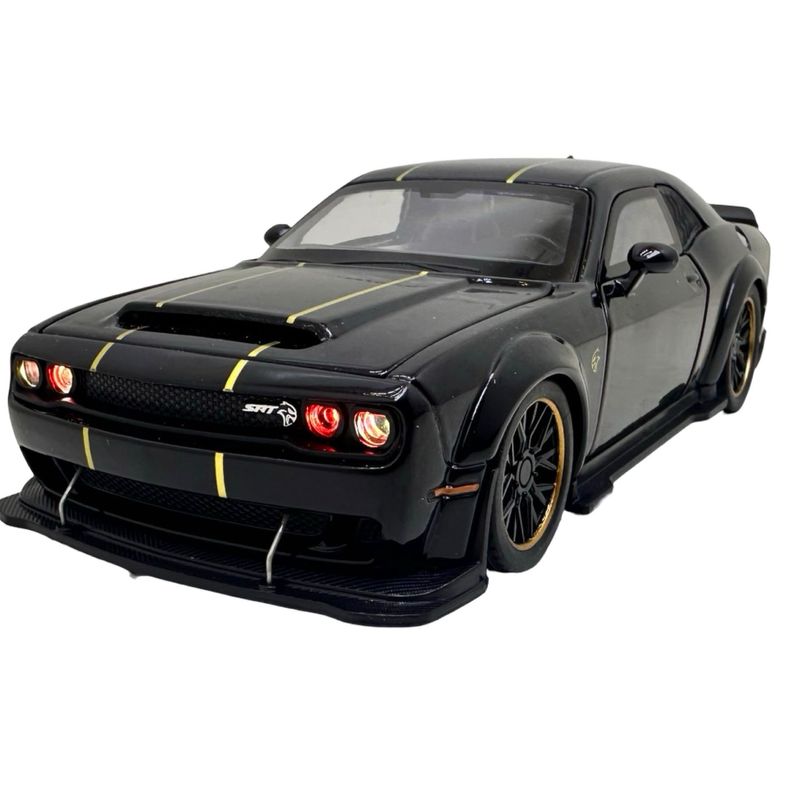 Jucarii, Copii si Bebe - Jucarii si jocuri - Vehicule si jucarii cu telecomanda - Masinute - Macheta Dodge SRT Hellcat negru 1:32 - Replica metal cu lumini, usi si capota functionale - Infinity.ro