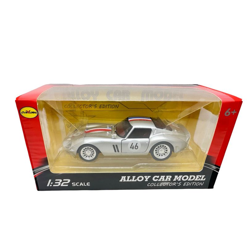 Jucarii, Copii si Bebe - Jucarii si jocuri - Vehicule si jucarii cu telecomanda - Masinute - Macheta clasica de curse Ferrari Dino argintiu #46, replica metal scara 1:32 cu lumini, sunete si usi deschise - Infinity.ro