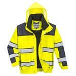 Casa si Gradina - Constructii - Echipamente de lucru - Imbracaminte protectia muncii - Jacheta Bomber de protectie cu gluga, HiVis Portwest - C466 XXL Negru si portocaliu - Infinity.ro