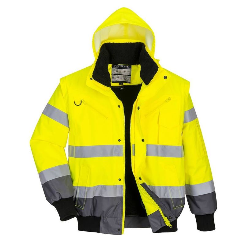 Casa si Gradina - Constructii - Echipamente de lucru - Imbracaminte protectia muncii - Jacheta de protectie Contrast Bomber Hi-Vis Portwest- C465 S Gri si galben - Infinity.ro