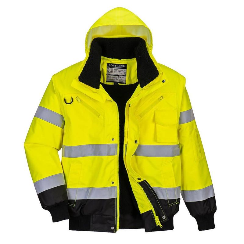 Casa si Gradina - Constructii - Echipamente de lucru - Imbracaminte protectia muncii - Jacheta de protectie Contrast Bomber Hi-Vis Portwest- C465 S negru si galben - Infinity.ro