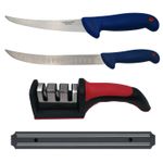 Casa si Gradina - Bucatarie si vesela - Vesela si tacamuri - Cutite si seturi de cutite - Set de macelarie DEPOX®, filetat, cutitul bucatarului, ascutitoare, suport magnetic si 12 carlige macelarie - Infinity.ro