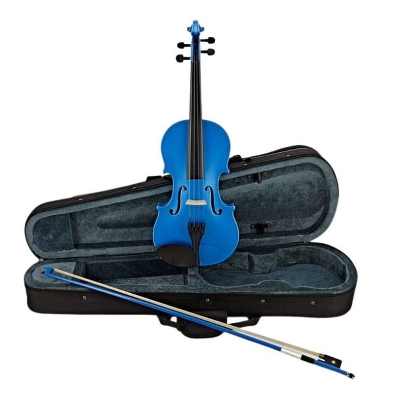 TV, Audio-Video si Foto - Instrumente muzicale - Instrumente clasice - Set vioara clasica si arcus 1/8 suplimentar, DEPOX®, marime 4/4, lemn, albastra, toc din material - Infinity.ro