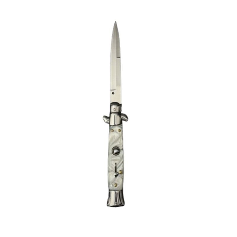 Sport si Outdoor - Camping - Cutite, bricege si accesorii - Cutite si bricege - Set doua bricege automate stiletto, Italian Blade, otel inoxidabil, husa inclusa, argintiu - Infinity.ro