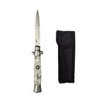Sport si Outdoor - Camping - Cutite, bricege si accesorii - Cutite si bricege - Set doua bricege automate stiletto, Italian Blade, otel inoxidabil, husa inclusa, argintiu - Infinity.ro
