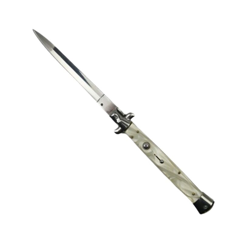 Sport si Outdoor - Camping - Cutite, bricege si accesorii - Cutite si bricege - Set doua bricege automate stiletto, Italian Blade, otel inoxidabil, husa inclusa, argintiu - Infinity.ro