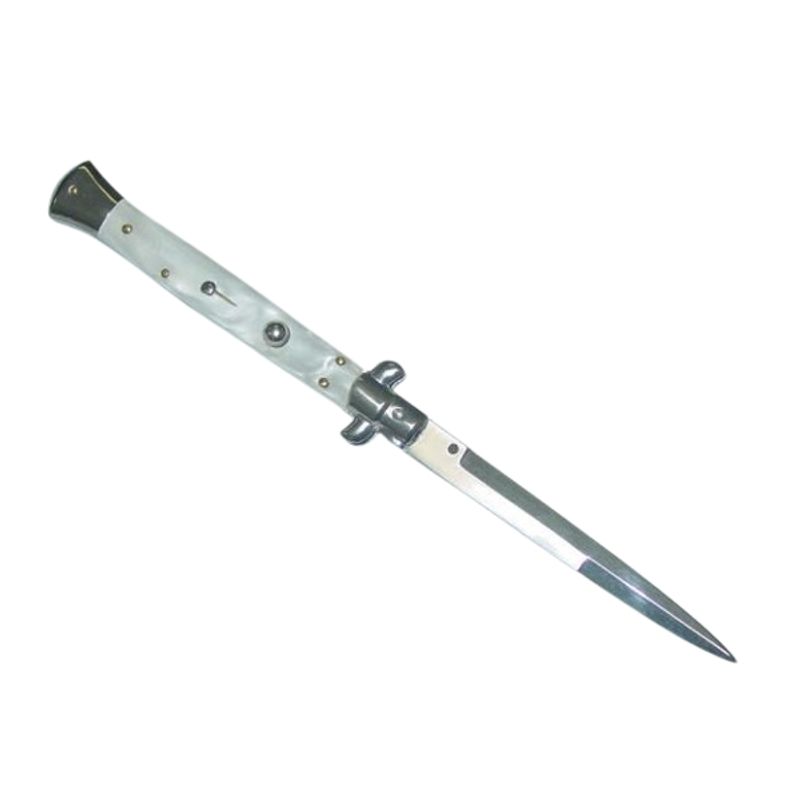 Sport si Outdoor - Camping - Cutite, bricege si accesorii - Cutite si bricege - Set doua bricege automate stiletto, Italian Blade, otel inoxidabil, husa inclusa, argintiu - Infinity.ro